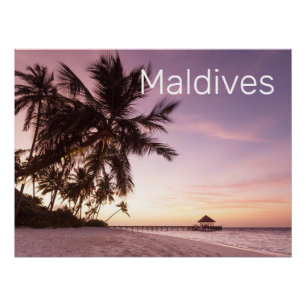Poster Maldives Ocean Indian Beach Sunset Island Souvenir