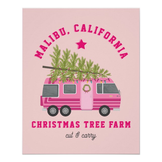 Poster Malibu California Christmas Tree Farm Rose RV (Devant)