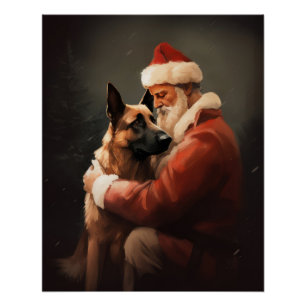 Poster Malinoi Belge Avec Noël Festif Du Père Noël