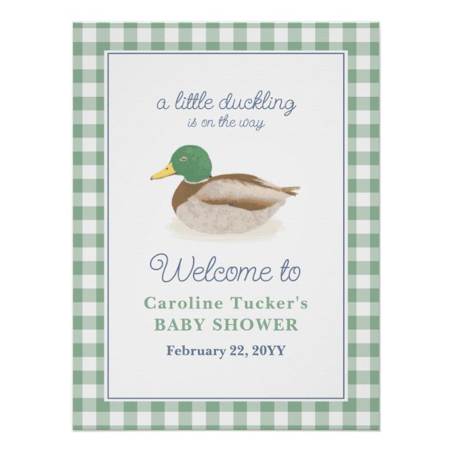 Poster Mallard Canard Canard Pays Baby shower de chasse (Devant)