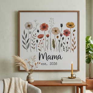 Poster Mama Est Art botanique floral annuel