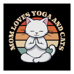 Poster Maman aime les chats et le yoga