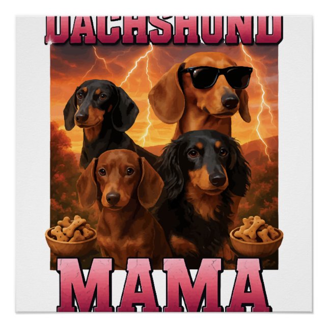 Poster Maman dachshund (Devant)