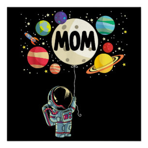 Poster Maman de l'astronaute spatial du garçon d'annivers