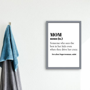 Poster Maman Définition Mot Noun Cadeau Fête des mères