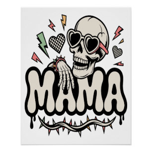 Poster Maman Halloween drôle Crâne Cool