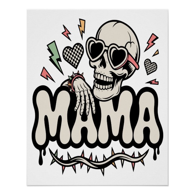Poster Maman Halloween drôle Crâne Cool (Devant)