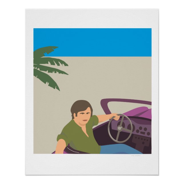 poster man en sports car (Devant)