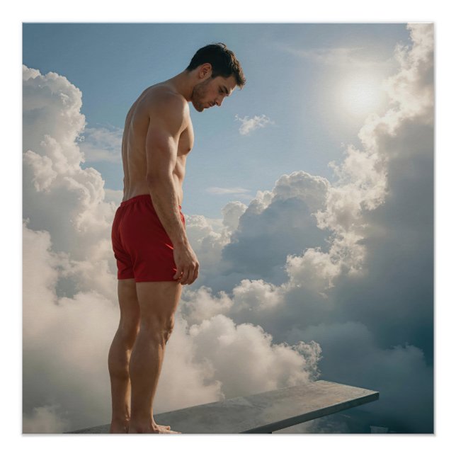 Poster Man On a Diving Board In the Clouds (Devant)