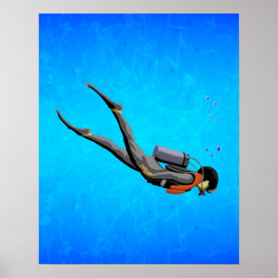 Poster Man SCUBA Plongée