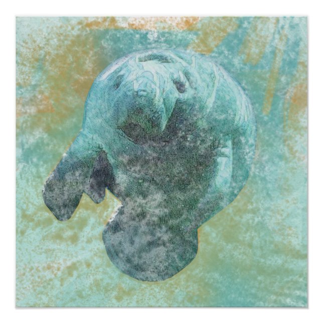 Poster Manatee Sea Cow Art Imprimer (Devant)
