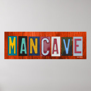 Poster MANCAVE Plaque de licence Art Word Phrase