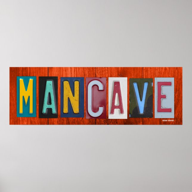Poster MANCAVE Plaque de licence Art Word Phrase (Devant)