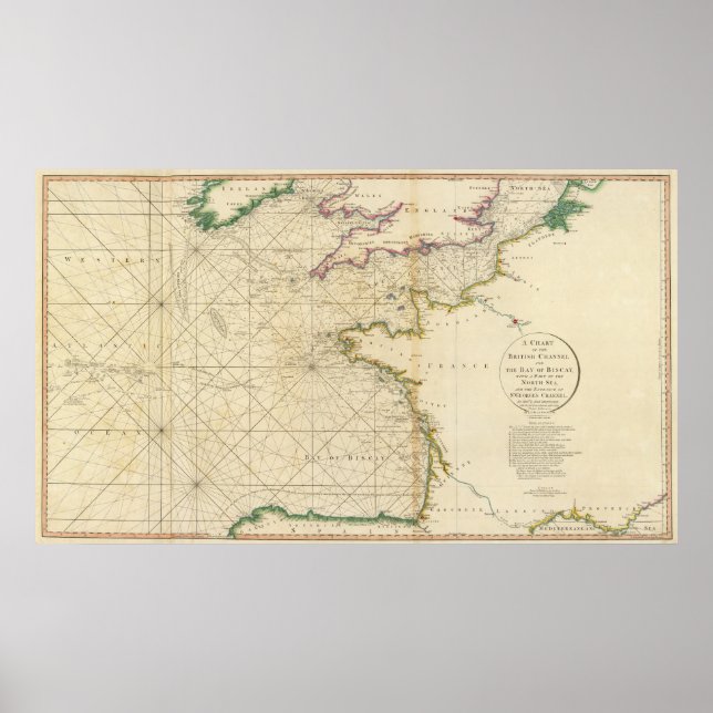 Poster Manche britannique, golfe de Gascogne (Devant)