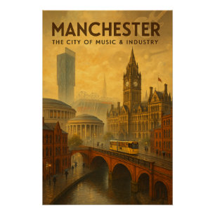 Poster Manchester, Angleterre – Une ville de musique