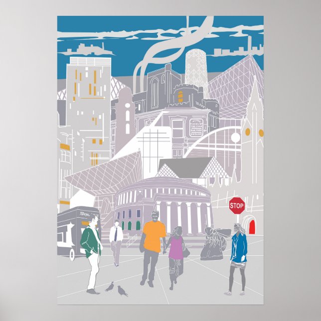 Poster Manchester Skyline Illustration (Devant)