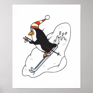 Poster manchot de ski idiot
