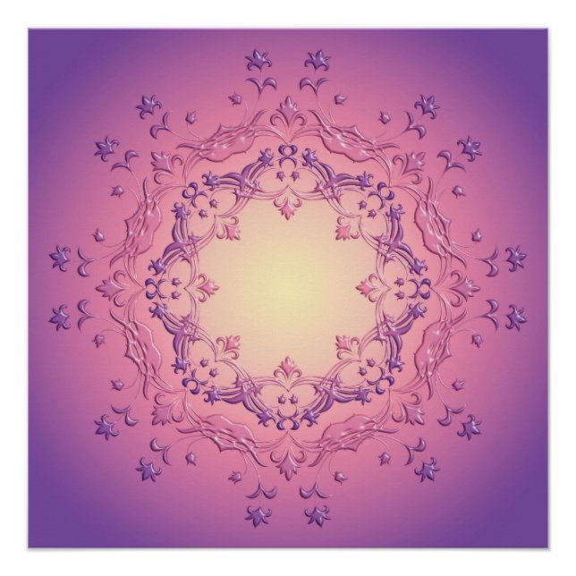 Poster Mandala à gradient floral ethnique (Devant)