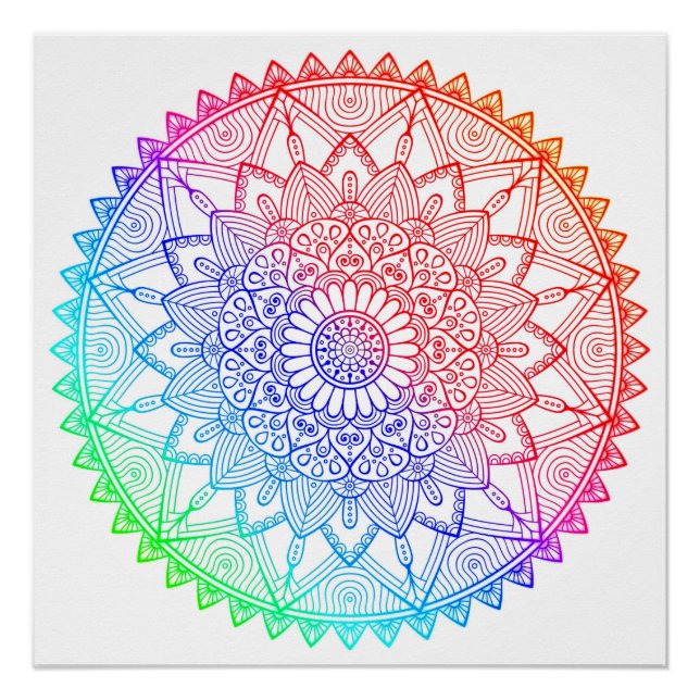 Poster Mandala Arc-en-ciel (Devant)