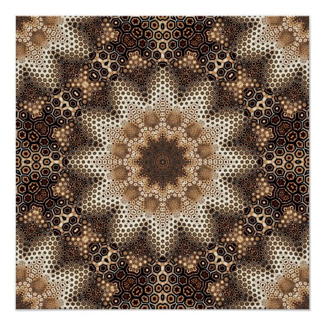 Poster Mandala avec Éléments Hexagonaux (Devant)
