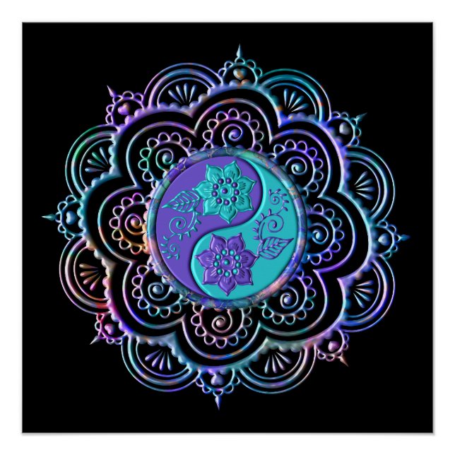 Poster Mandala bleu et violet (Devant)