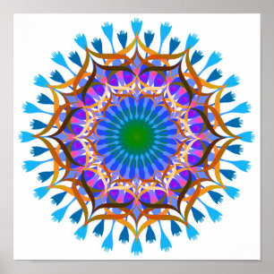 Poster Mandala Damask Lotus Flower Art élégant