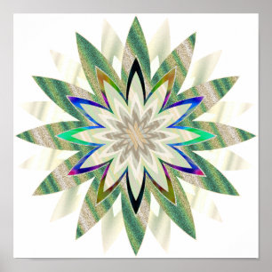 Poster Mandala Damask Lotus Flower Art élégant