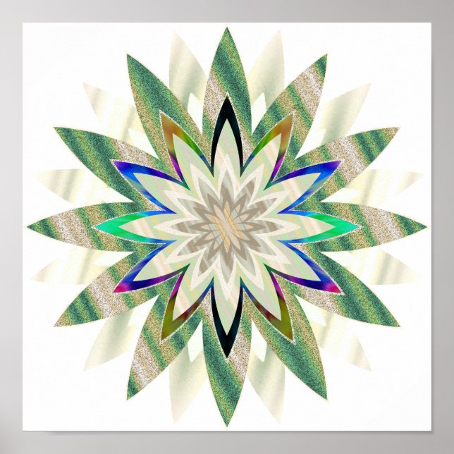 Poster Mandala Damask Lotus Flower Art élégant (Devant)