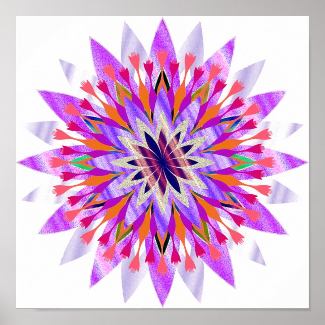 Poster Mandala Damask Lotus Flower Art élégant (Devant)