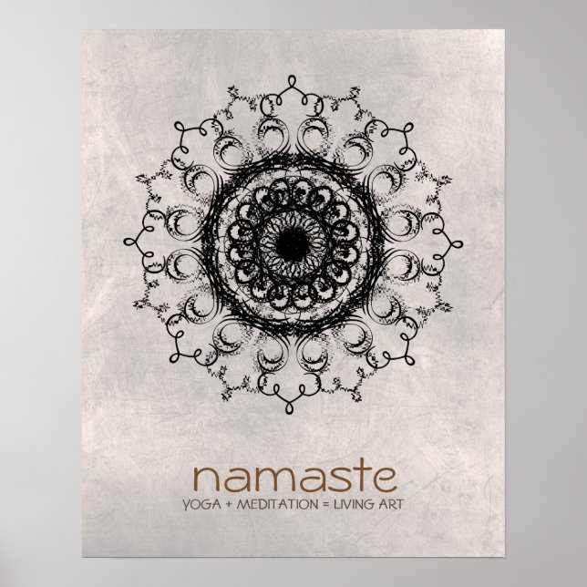 Poster Mandala Damask Namaste Méditation Yoga (Devant)