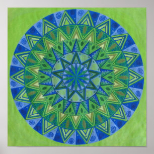 Poster Mandala de la Lune verte