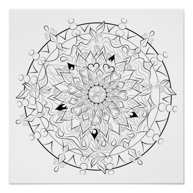 Poster Mandala dessin couleur adulte (Devant)