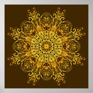 Poster Mandala d'or ethnique.