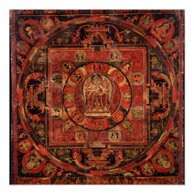 Poster Mandala du bouddhisme tibétain d'Amogapasha (Devant)