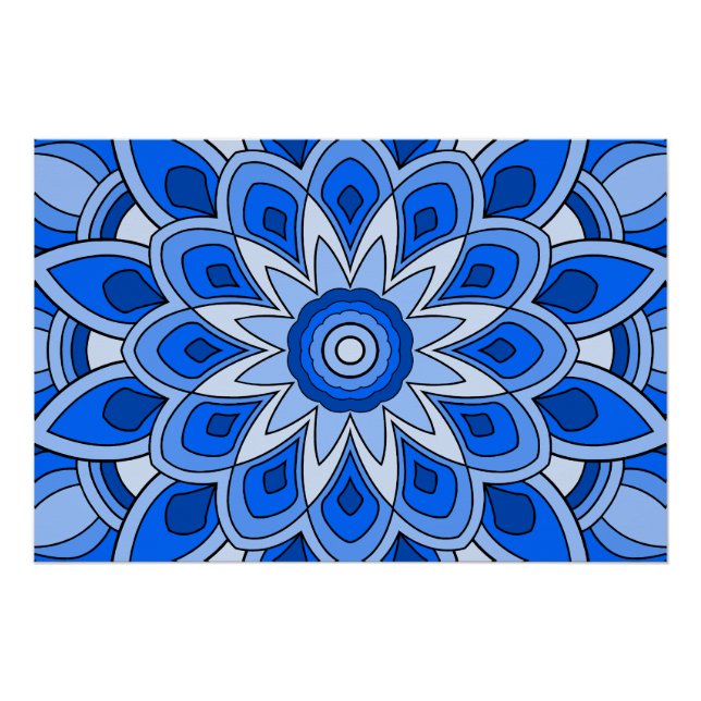 Poster Mandala en bleu (Devant)