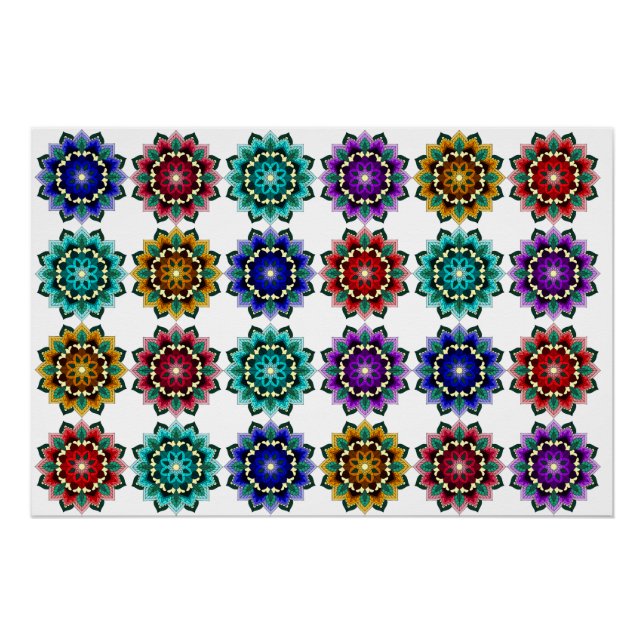 Poster Mandala en différentes couleurs (Devant)