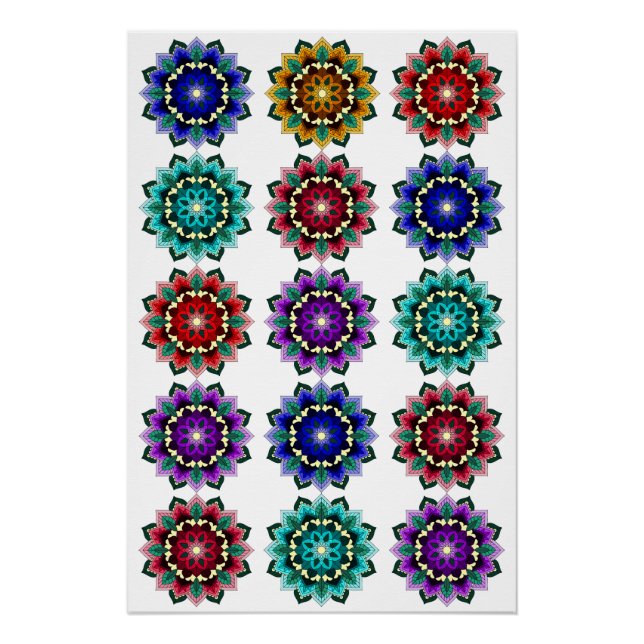Poster Mandala en différentes couleurs (Devant)