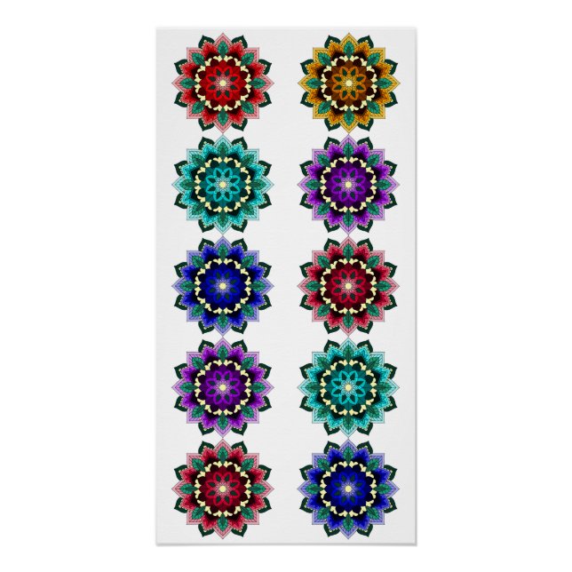 Poster Mandala en différentes couleurs (Devant)