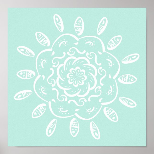 Poster Mandala en verre marin (Devant)