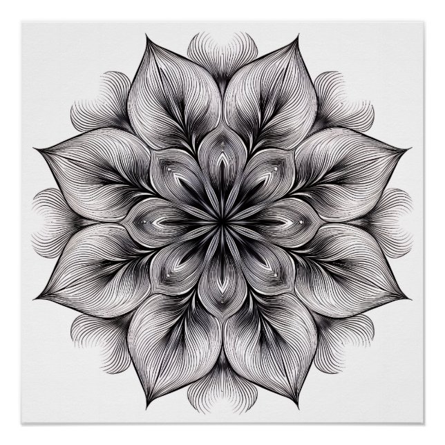 Poster Mandala Fleurie en Couches (Devant)
