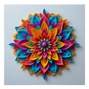 Poster Mandala floral futuriste