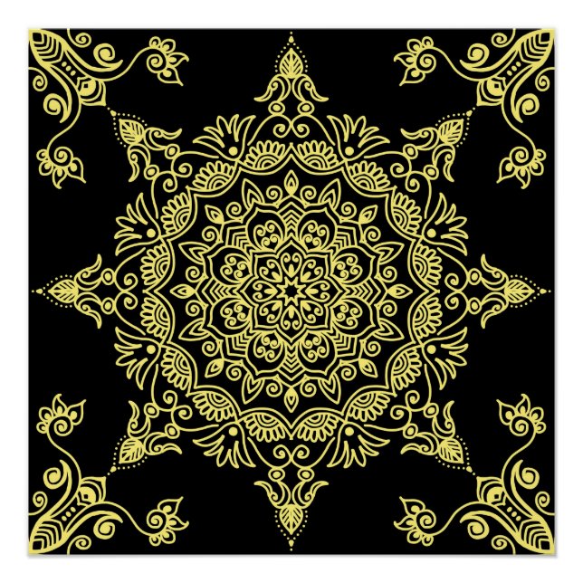 Poster Mandala jaune (Devant)
