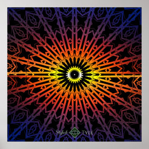 Poster Mandala Miroir 2 ( Arc-en-ciel )