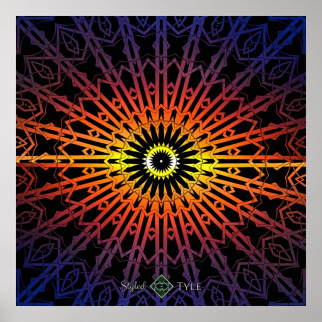 Poster Mandala Miroir 2 ( Arc-en-ciel ) (Devant)