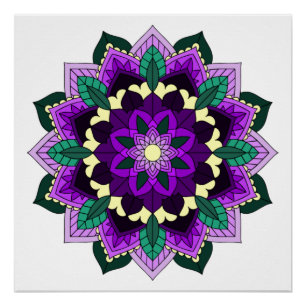 Poster Mandala Motif 02 en violet