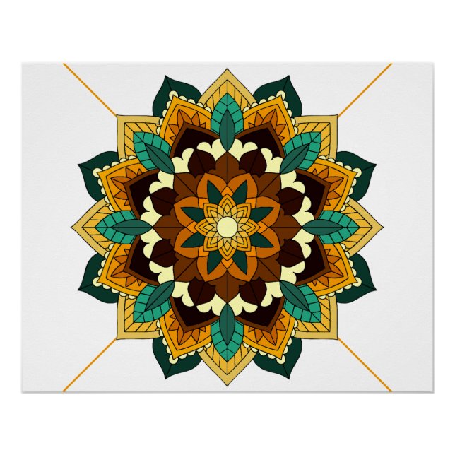 Poster Mandala Motif 2002 en jaune et bronzette (Devant)