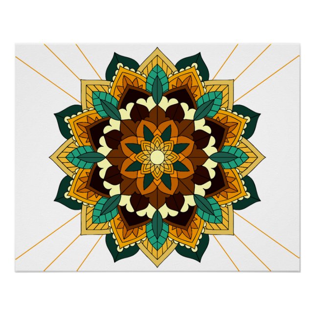 Poster Mandala Motif 2002 en jaune et bronzette (Devant)