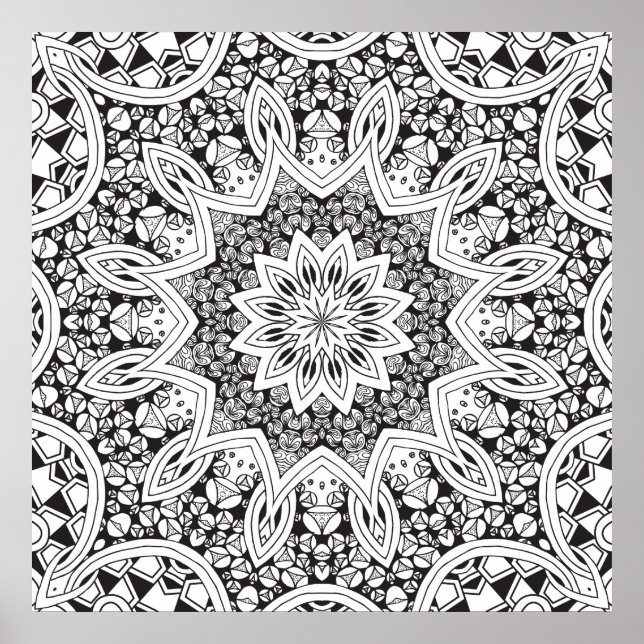 Poster Mandala noir et blanc (Devant)