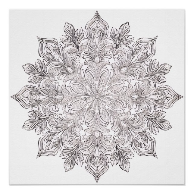 Poster Mandala Petale de Plume (Devant)