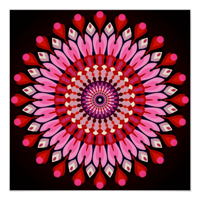 Poster Mandala rose (Devant)